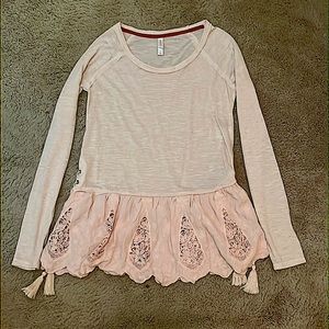 light pink casual long sleeve dress